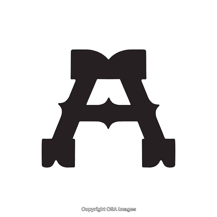 Bold Black Letter A in Vintage Serif Typeface Design