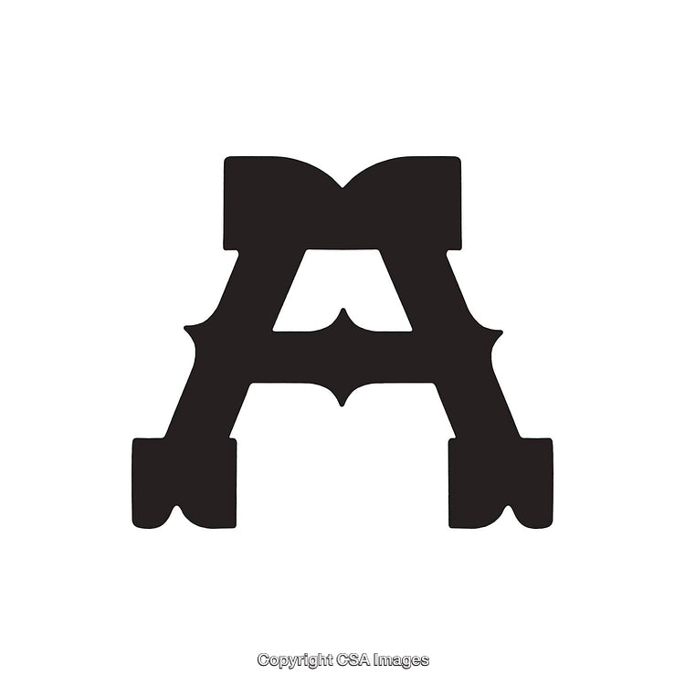 Bold Black Letter A in Vintage Serif Typeface Design