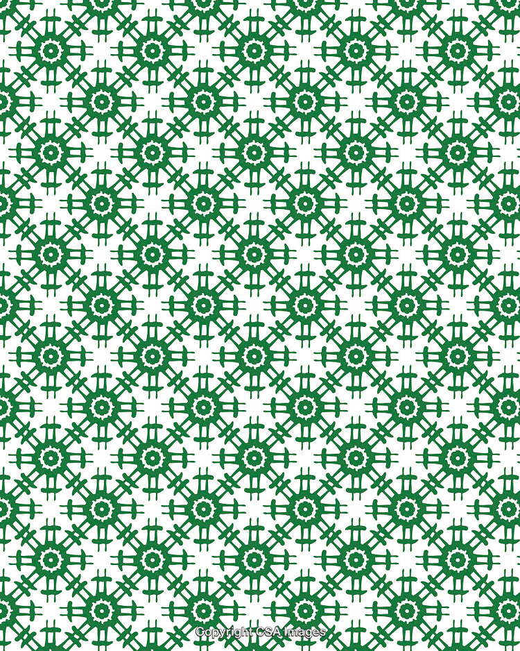 Intricately Designed Green Pattern With Repeating Geometric Elements on Light Background