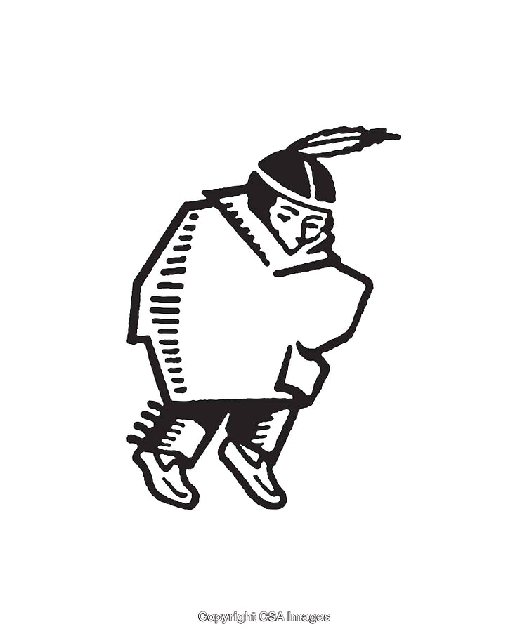 Stylized Black And White Illustration of a Traditional Human Figure