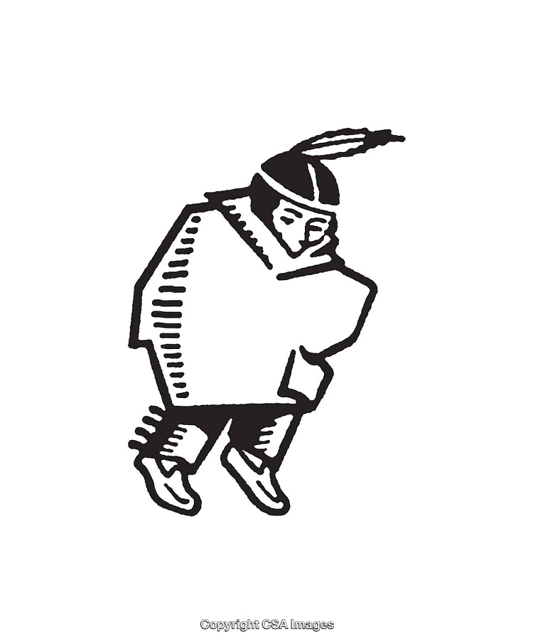Stylized Black And White Illustration of a Traditional Human Figure