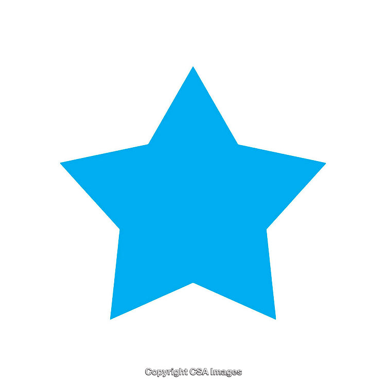 Bright Blue Five-Pointed Star Isolated on a White Background
