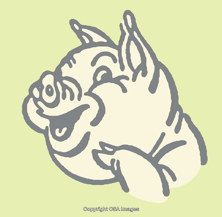 Playful Pig Illustration in Line Art Style on Light Green Background