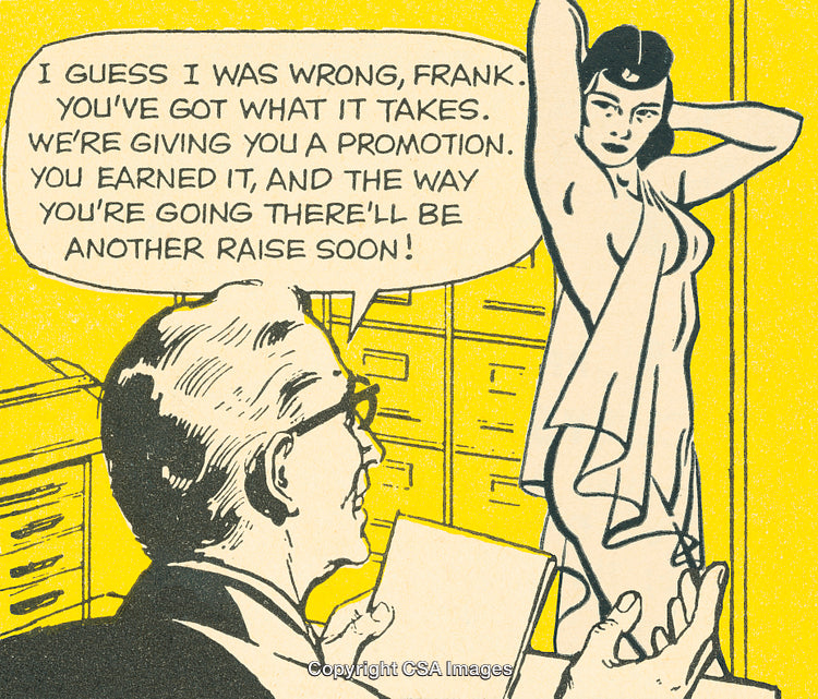 Vintage Comic Illustration with Dialogue and Humorous Contextual Storyline