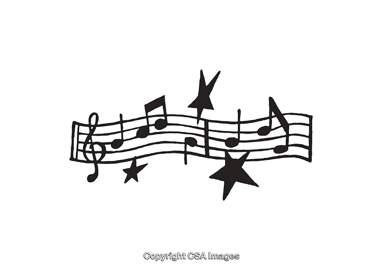Simple Black and White Music Notes with Star Accents