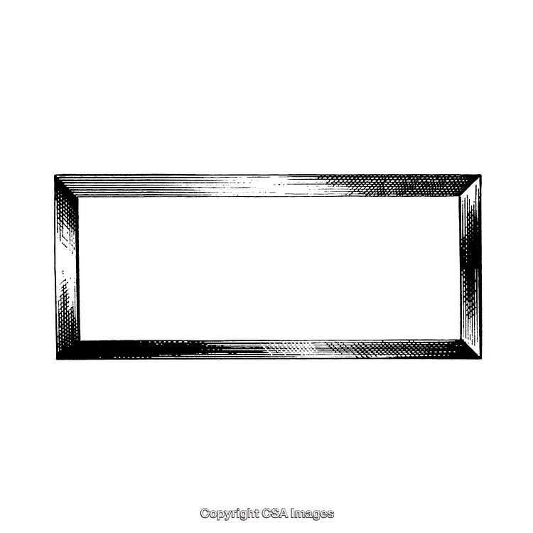 Vintage Engraved Black and White Ornamental Rectangular Border