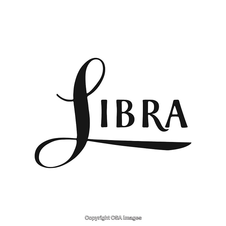 Elegant Zodiac Libra Typography Design With Calligraphy Style Lettering