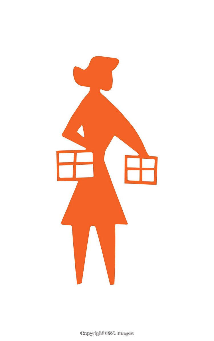 Silhouette of a Woman Carrying Two Gift Boxes in Orange
