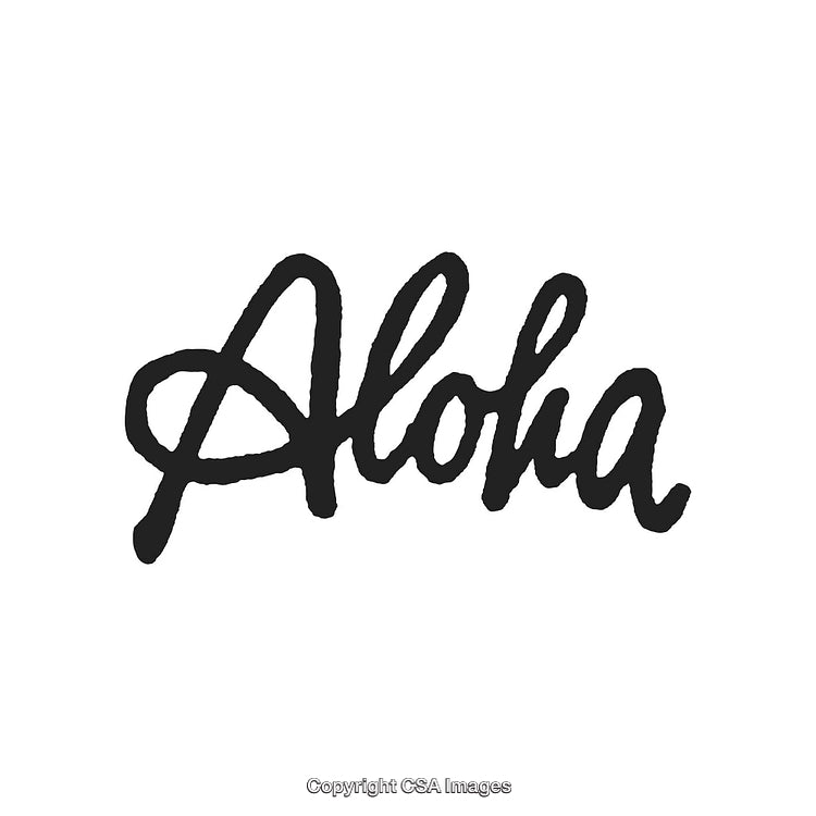 Stylish Calligraphy of the Word Aloha in Black on White Background