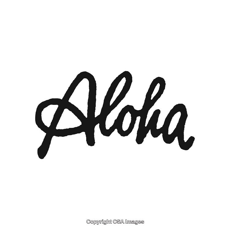 Stylish Calligraphy of the Word Aloha in Black on White Background