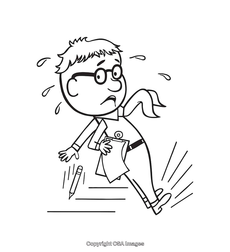 Line Art Illustration of a Clumsy Worker with Falling Objects