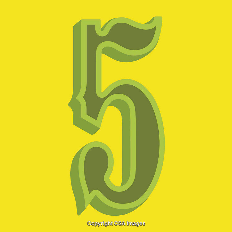 Bold Artistic Representation of the Number Five on Bright Background