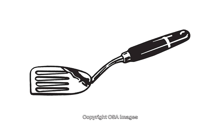 Black and White Illustration of a Kitchen Spatula Utensil Sheer Art