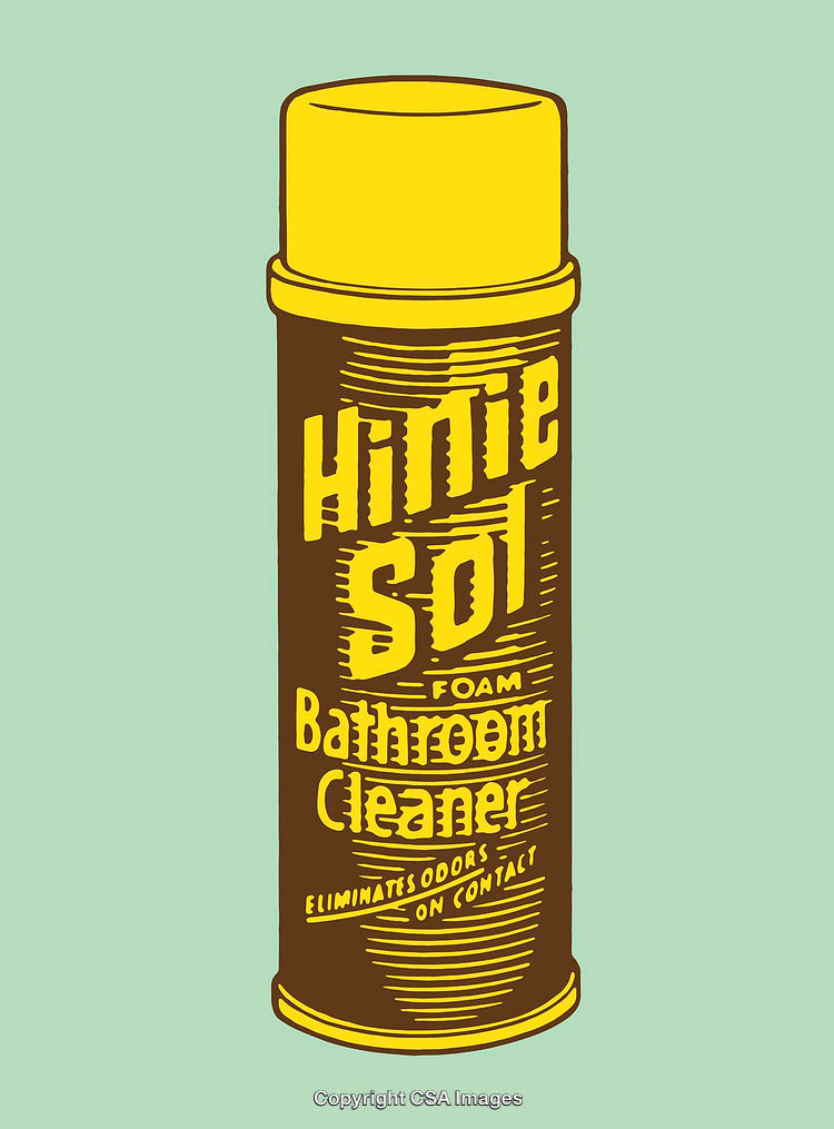 Vintage Style Line Art Can Illustration of Bathroom Cleaner