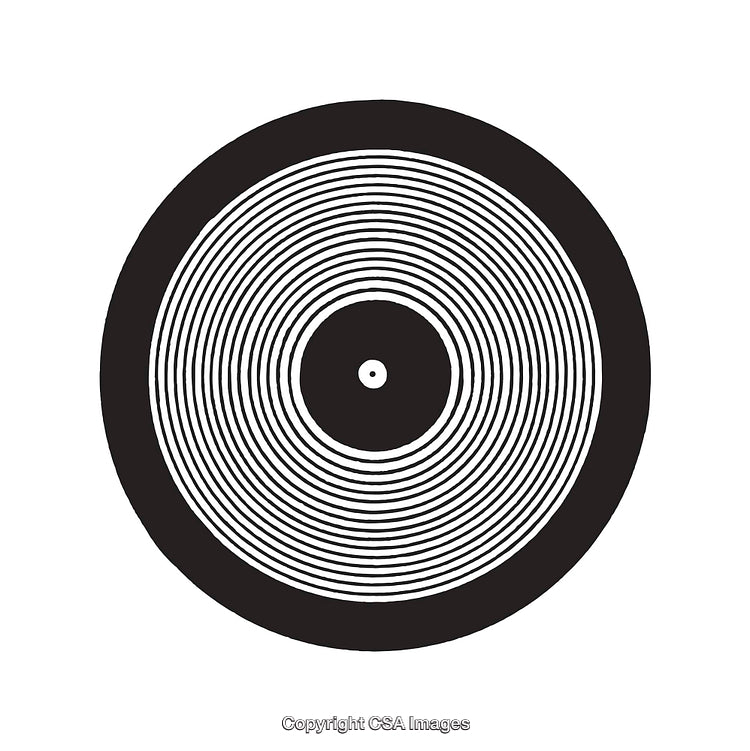 Abstract Black and White Vinyl Record Icon with Concentric Circles