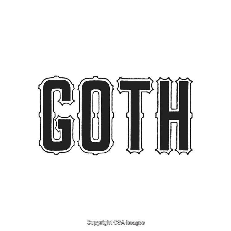 Vintage Gothic Typography Art Featuring Bold Lettering on White Background