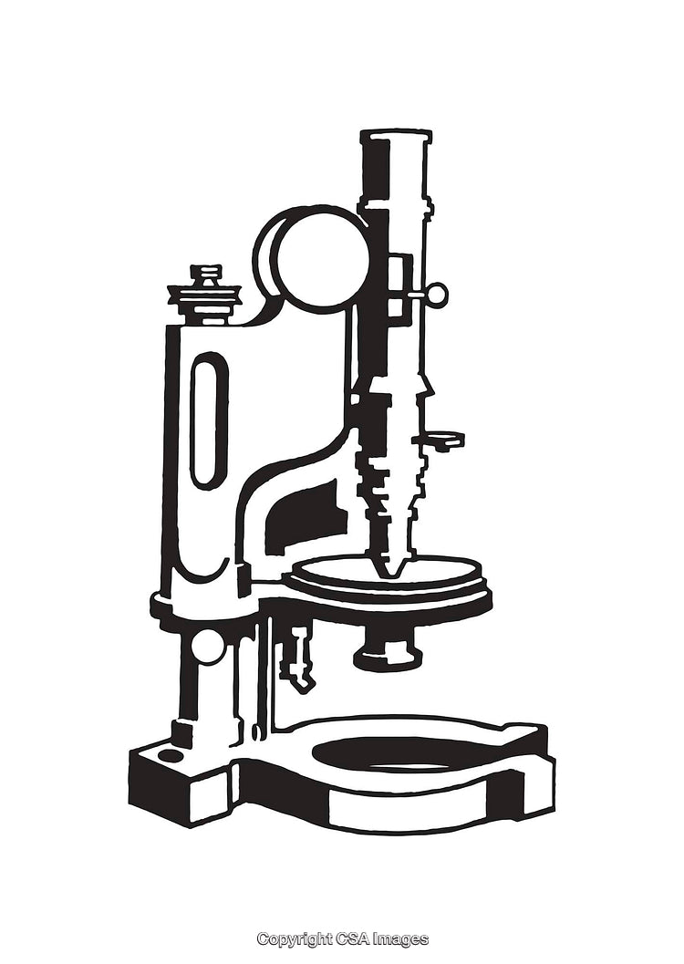 Black and White Line Art of a Classic Microscope Illustration