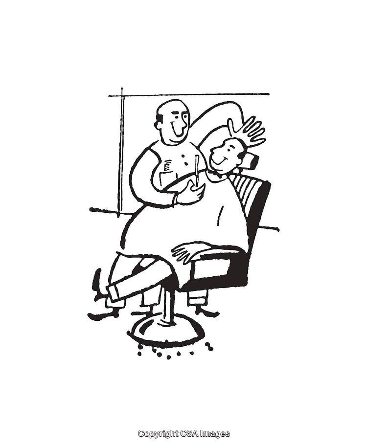Illustration of a Barber and Client in a Relaxed Setting