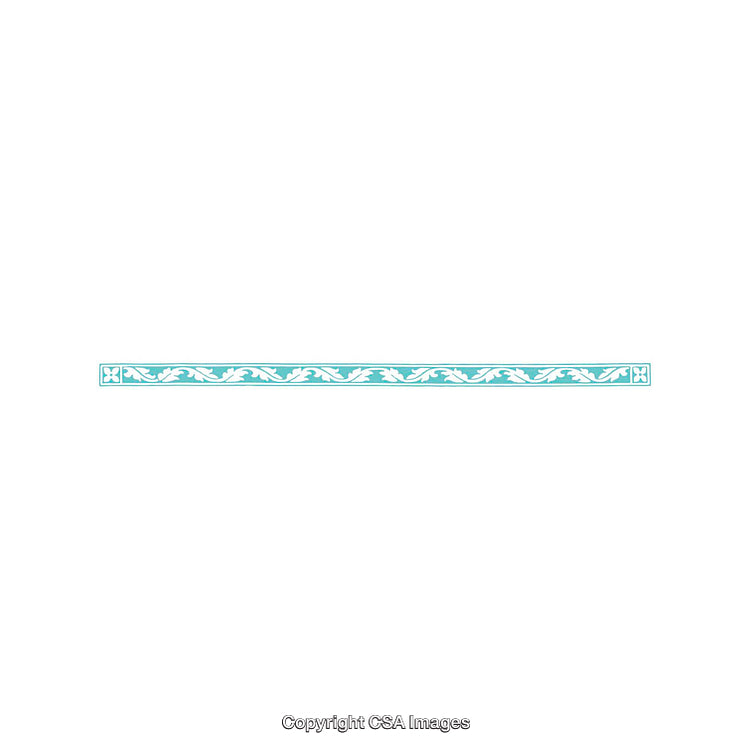 Elegant Border Ornament With Blue Floral and Leaf Patterns