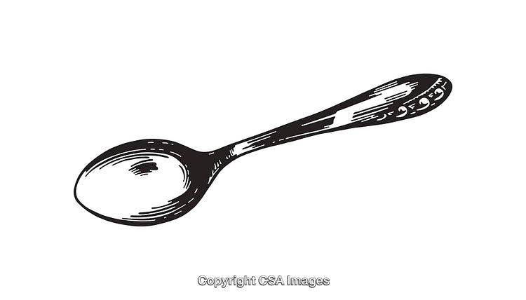 Black-and-White Line Art Illustration of a Spoon with Simple Design