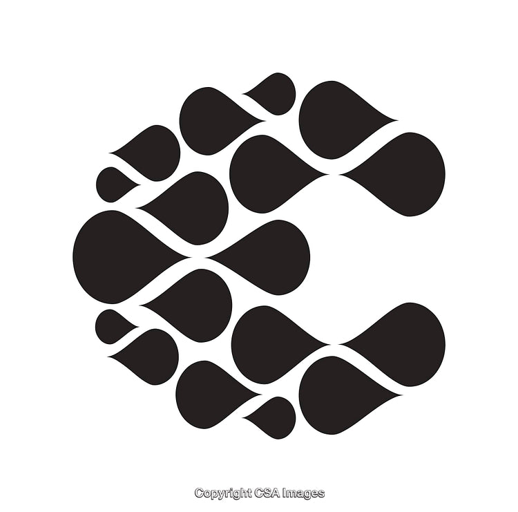 Abstract Circular Pattern Made of Fluid-Like Black Shapes on White Background