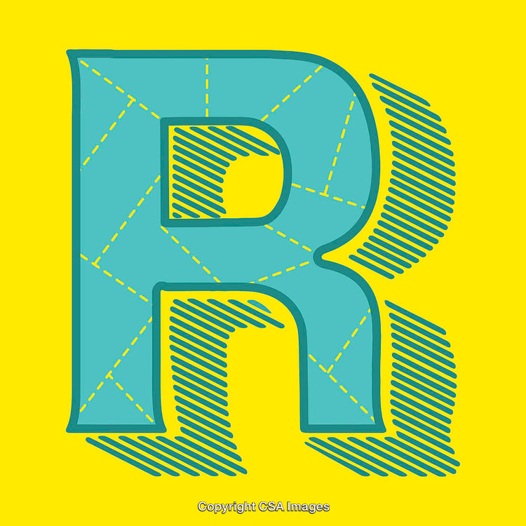 Colorful Graphic of the Letter R with Patterned Design