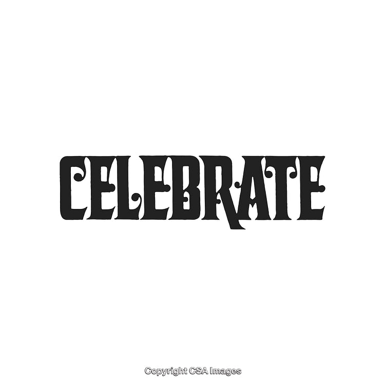 Celebration Typography Lettering Design with Festive Style on White Background