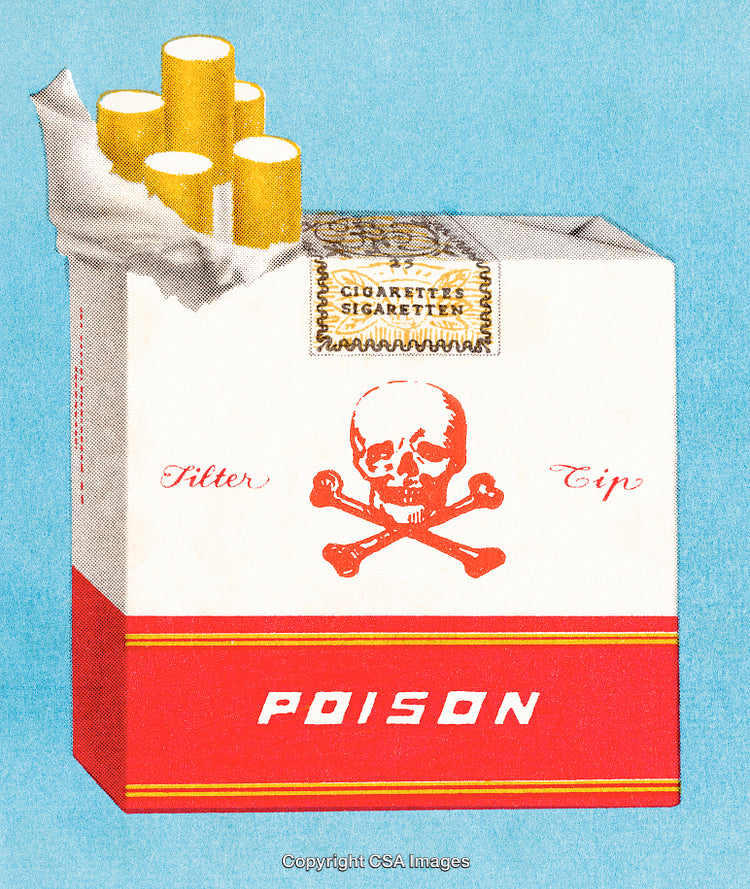 Pack of Cigarettes with Warning Image and Bold Anti-Smoking Message