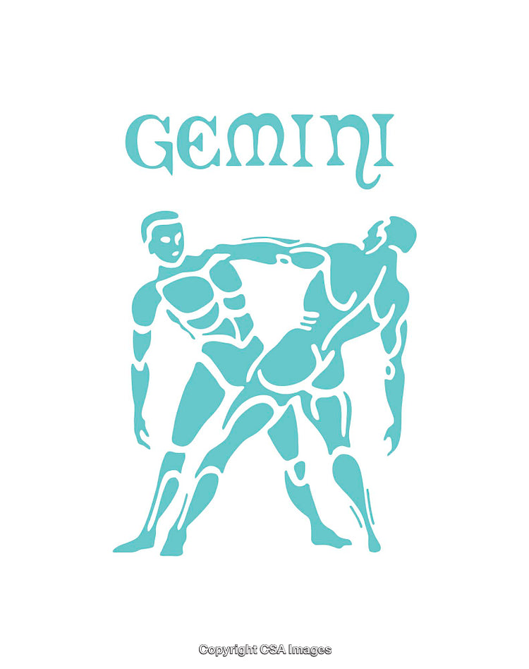 Abstract Gemini Icon Depicting Twin Figures in Bold Blue Design