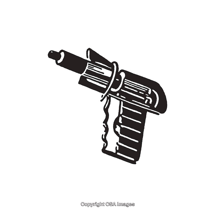 Black and White Line Art Illustration of a Hand Tool in Profile