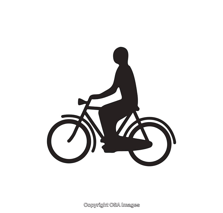Black Silhouette Icon of a Person Riding a Bicycle
