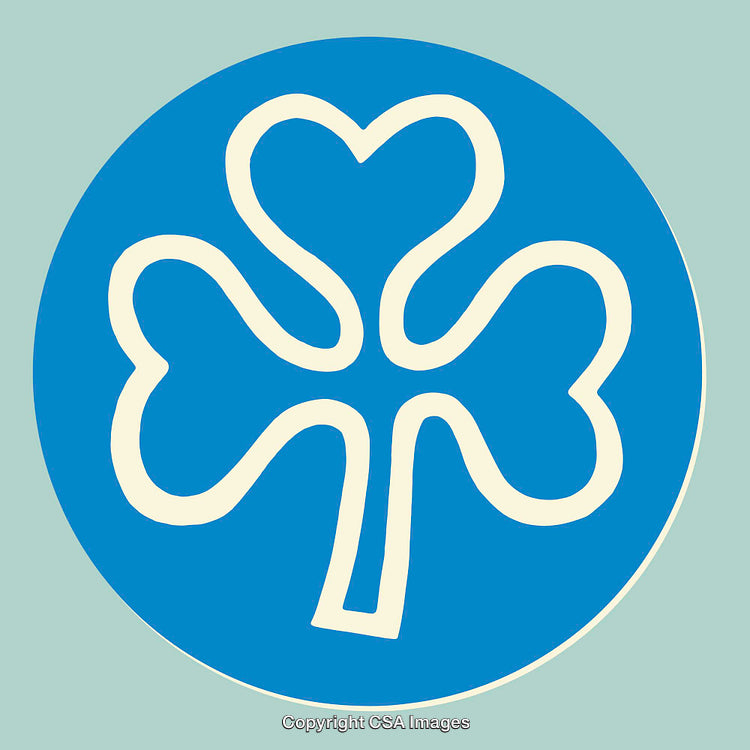 Stylized Four-Leaf Clover Icon with Heart-Shaped Leaves