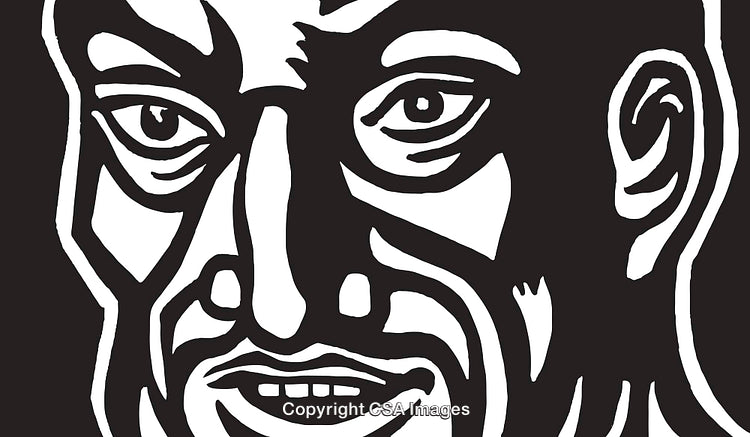 Bold Black and White Line Art Portrait Design Illustration