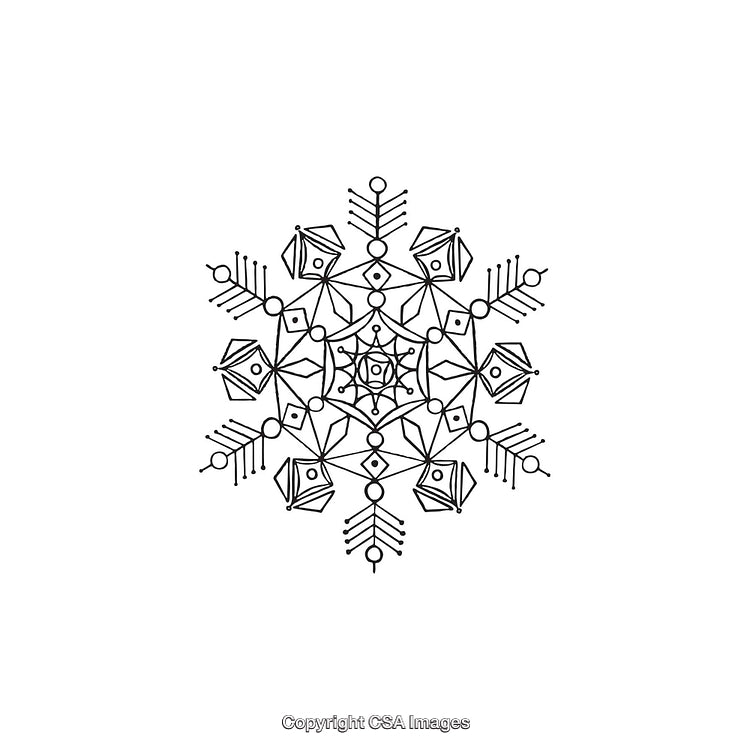 Intricate Black And White Snowflake Design With Abstract Geometric Patterns