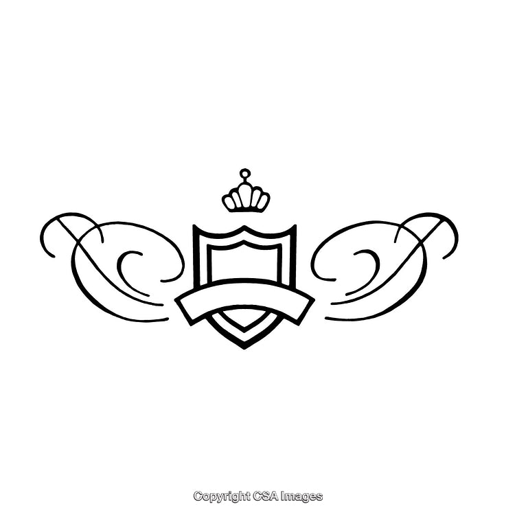 Elegant Black And White Border With Shield and Crown Motif