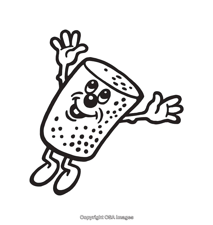 Happy Animated Character with Smiling Face in Black and White Line Art