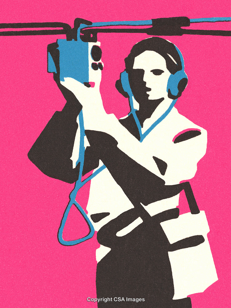 Stylized Illustration of Sound Engineer in a Bright Pop Art Style