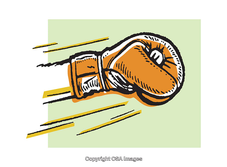 Dynamic Illustration of a Boxing Glove in Motion with Bold Colors