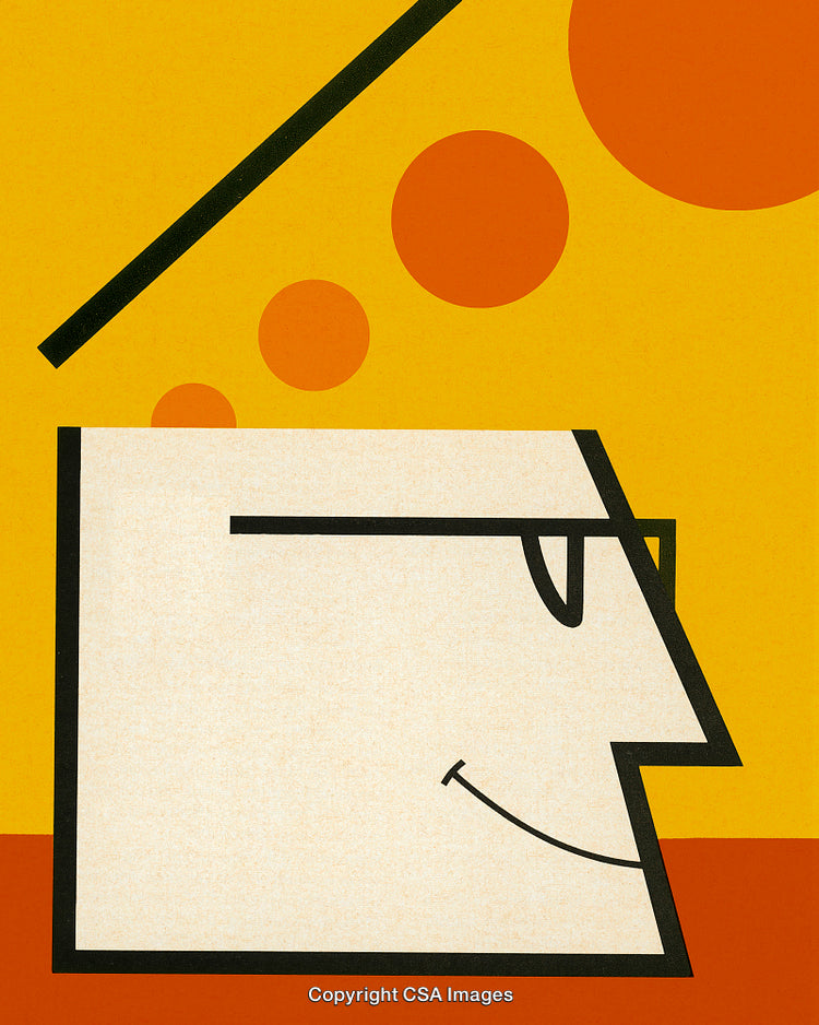 Abstract Geometric Illustration of Imagination and Creativity Concepts in Yellow and Orange