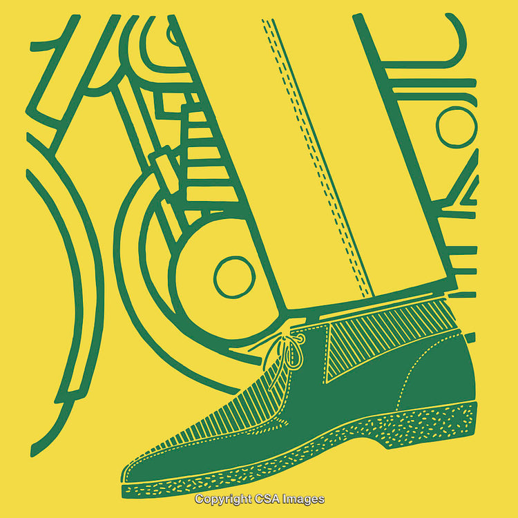 Minimalist Illustration of a Shoe and Riding Equipment with Yellow Background