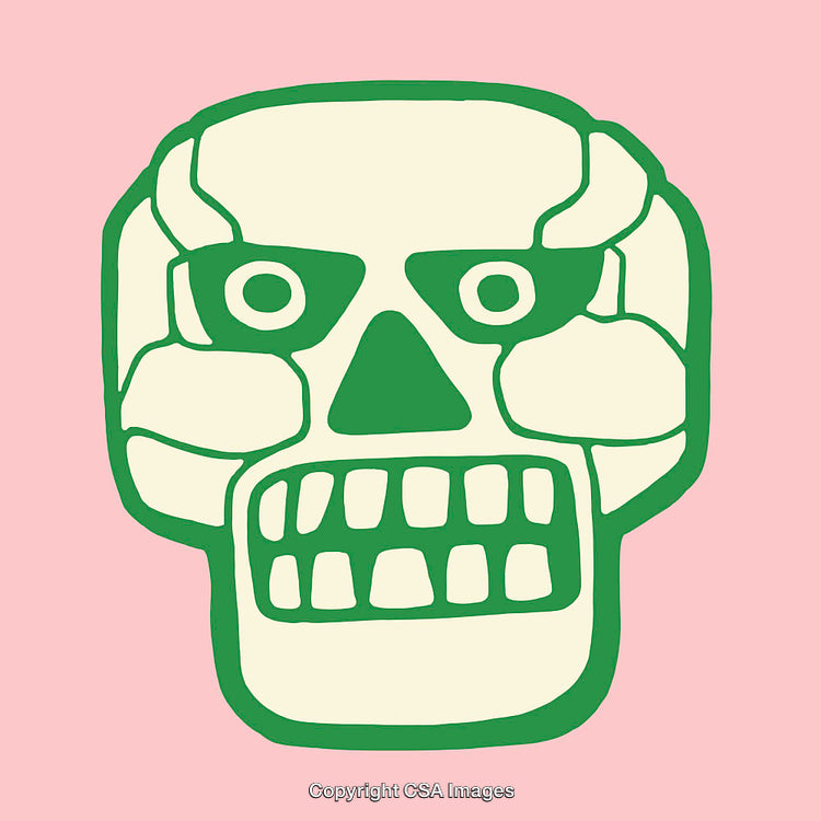 Vibrant Abstract Skull Line Art on Pink Background