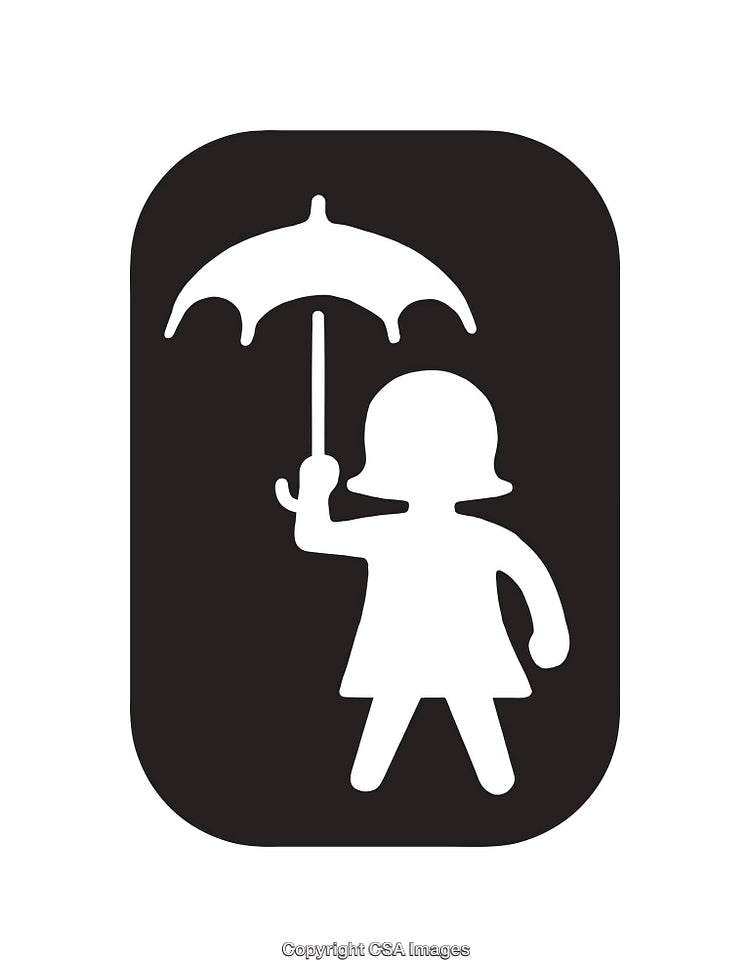 Silhouette of a Girl Holding an Umbrella in Simple Artistic Design