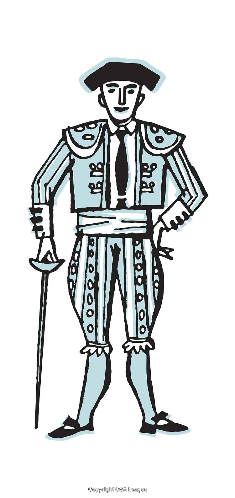 Colorful Illustration of a Spanish Matador Wearing a Traditional Outfit