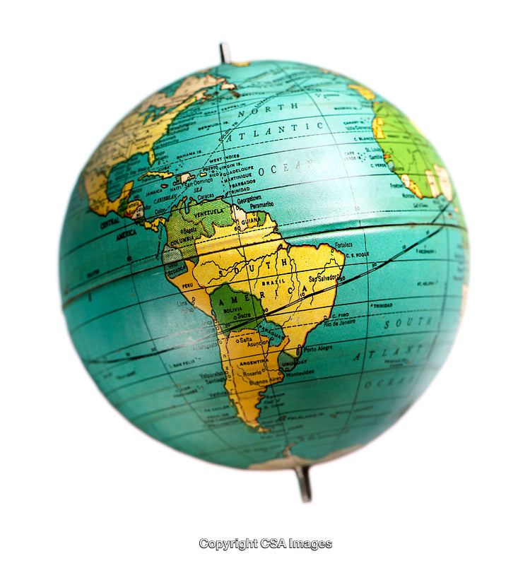 Detailed Globe Displaying Continents of the Earth with Textured Focus
