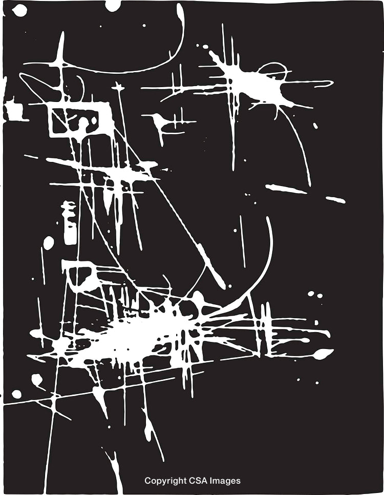 Abstract Black and White Splattered Ink Artistic Design Pattern