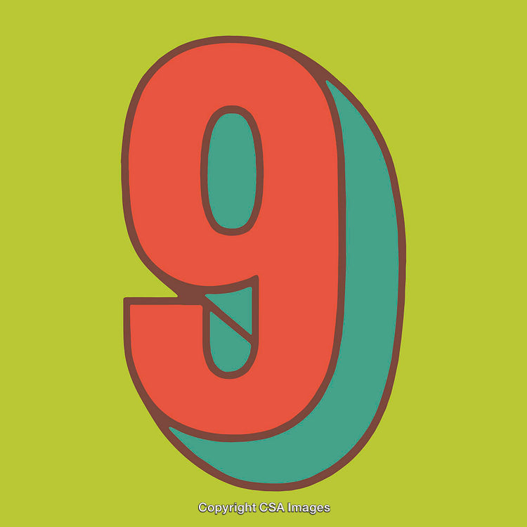 Retro Styled Number Nine Against Lime Green Background