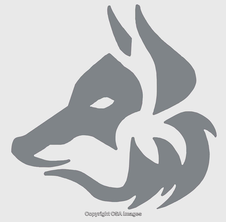 Stylized Wolf Logo with Abstract Line Art Design