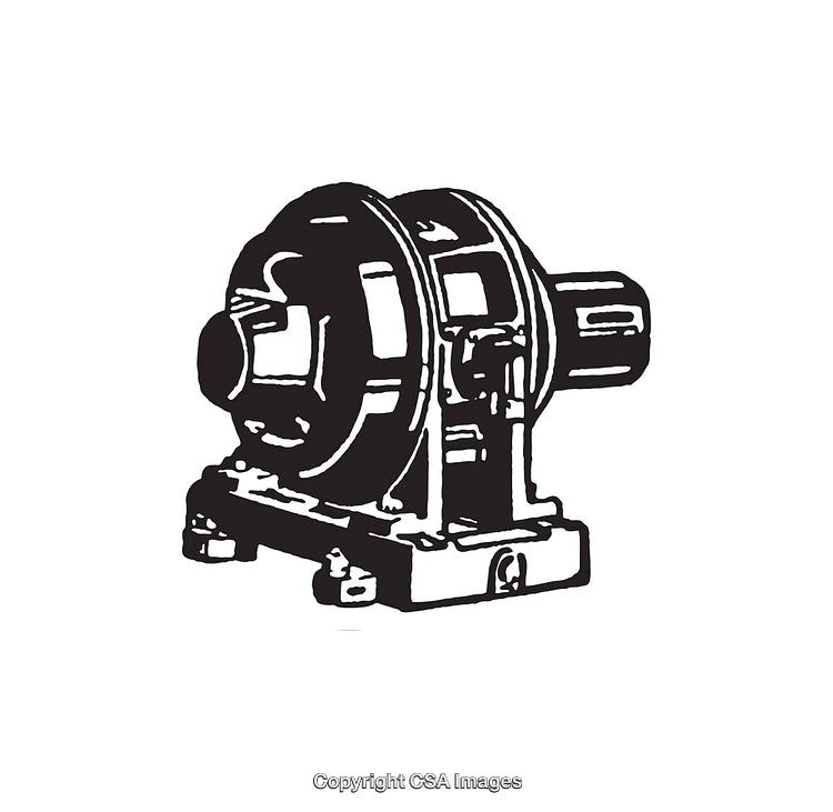 Monochrome Line Art Illustration of a Mechanical Industrial Machine