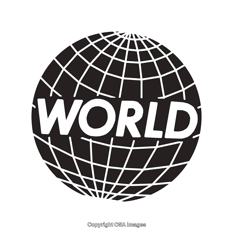Global Illustration Featuring Black Lines and a World Text Element