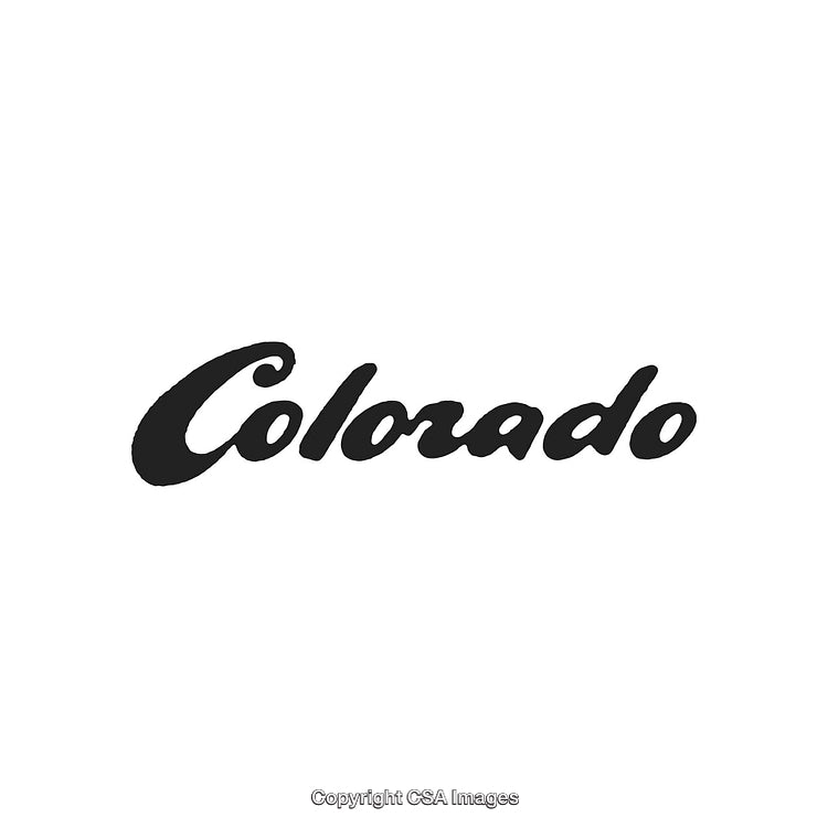 Black Stylized Script Text Spelling Colorado on White Background